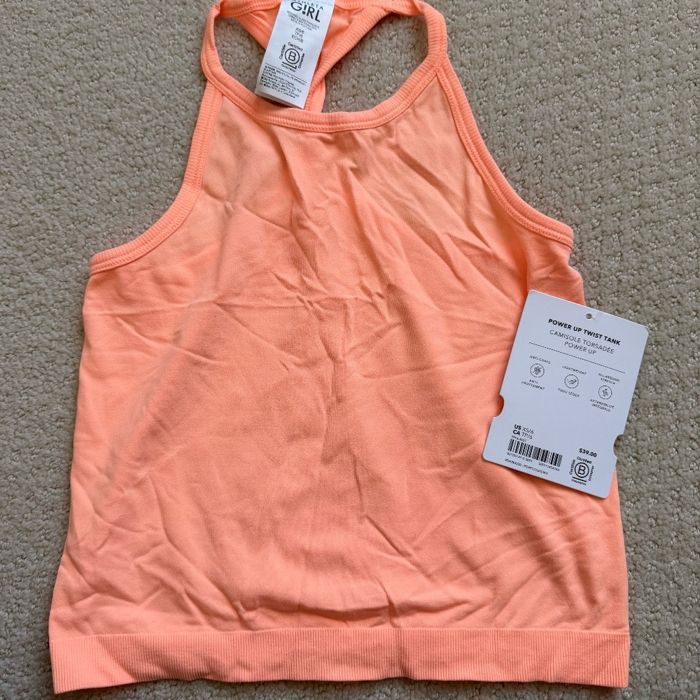 BRAND NEW Athleta Girl Power Up Twist Tank - size 6 - orange